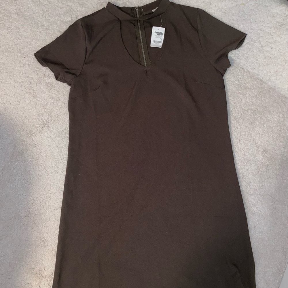 NWT dark olive green shift dress